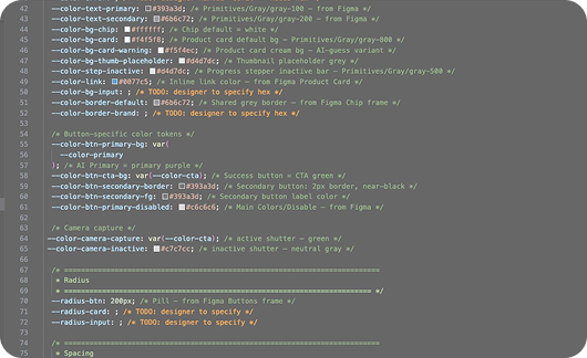 Machine-readable semantic design tokens