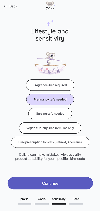 Profile screen