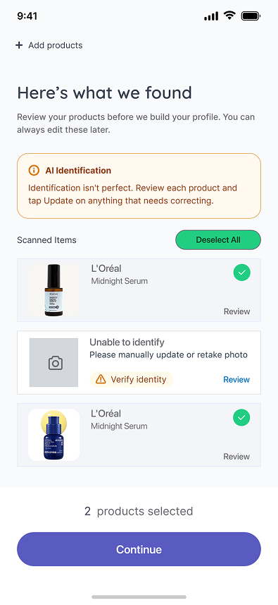 Product screen